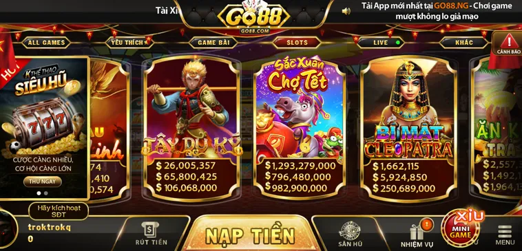 Siêu Phẩm Nổ hũ Go88 Cơ Hội Nhận Jackpot Tiền Tỷ Mỗi Ngày Cho Game Thủ