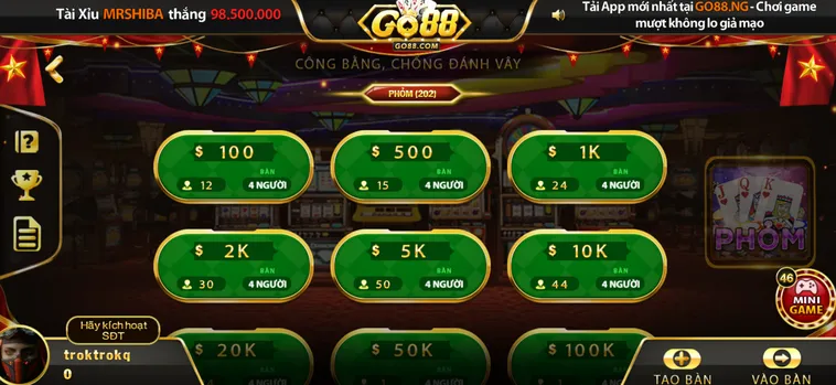 Khám Phá Thế Giới Phỏm Tại Go88 Với Tỷ Lệ Thắng Cực Cao Và Thưởng Khủng