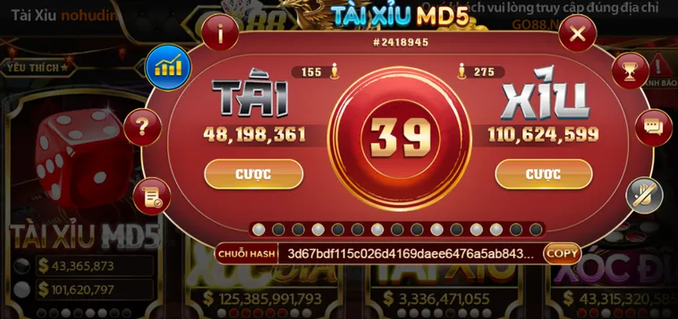 Chinh Phục Casino Tài Xỉu MD5 Tại Go88 Với Thuật Toán Minh Bạch 100%