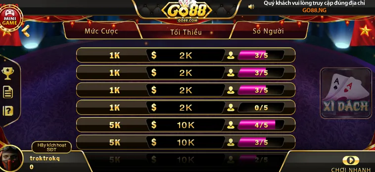 Trải Nghiệm Đẳng Cấp Cùng Siêu Phẩm Xì Dách Tại Go88 Đỉnh Cao
